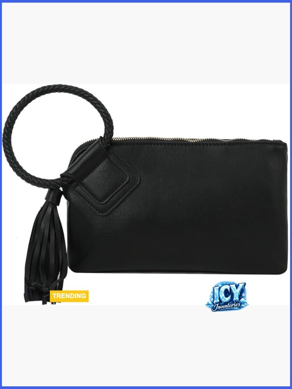 Vegan Faux Leather Clutch Wristlet Wallet with Hand Strap